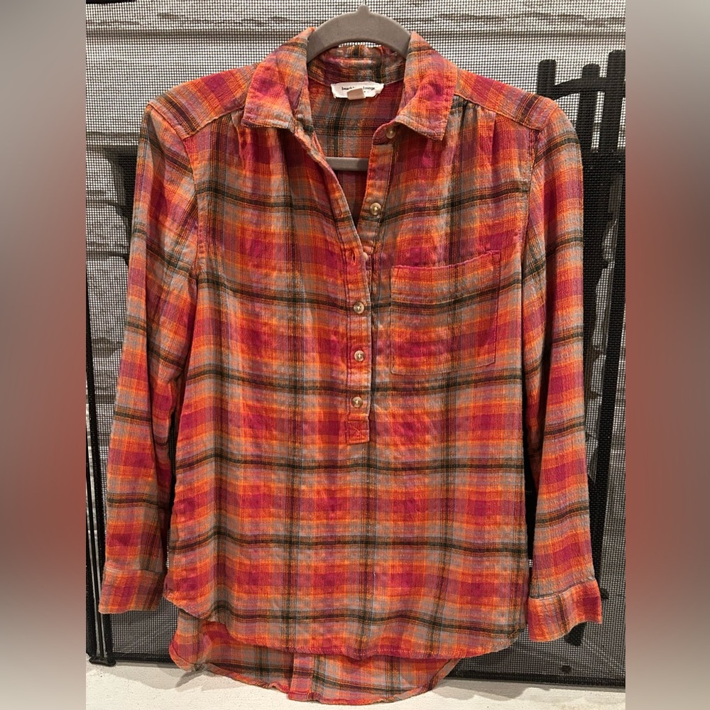 beachlunchlounge Plaid Button-Down Shirt - Size XS
